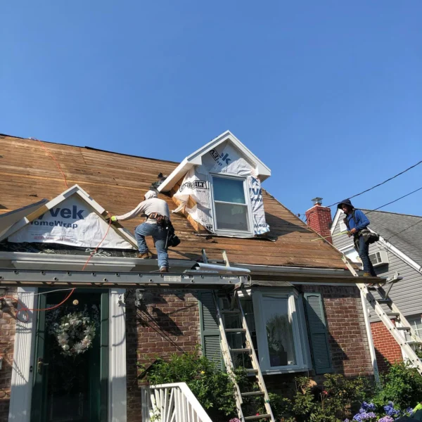 Damaged roof decking replaced before new underlayment